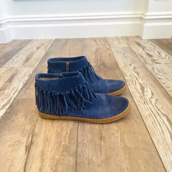 UGG Shoes Ugg Womens Shenendoah Navy Suede Fringe Moccasin